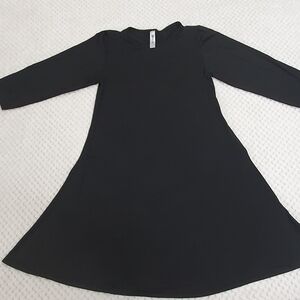 24seven Comfort Apparel Girls Black Long Sleeve Fit & Flare Midi Dress Size L